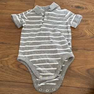 Grey Striped Polo Onesie
